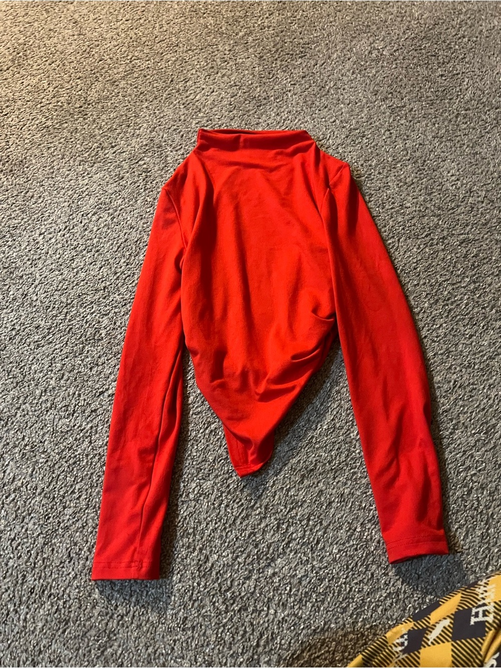 Red Long Sleeve High Neck crop top